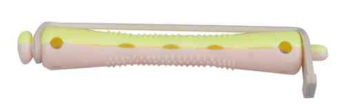 Docena bigudies plastico bicolor corto rosa-amarillo