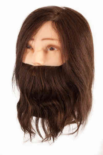 Cabeza maniqui hombre con barba pelo natural 15-18cm "Soporte Incluido"
