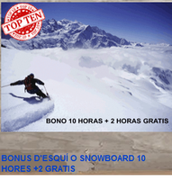 Bono de 10 horas + 2 horas clase de esquí o snowboard gratis