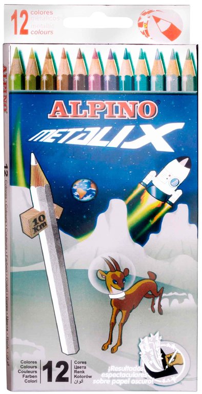 Estuche 12 lápices ALPINO Metalix surtidos de colores