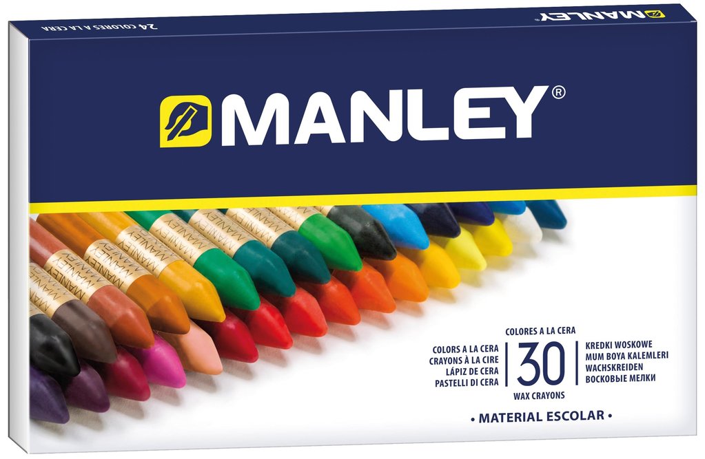 Estuche 30 ceras MANLEY surtidas de colores