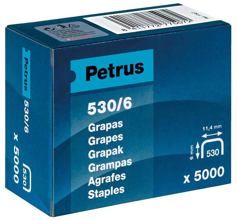 Capsa 5.000 grapes PETRUS 530/6 mm clavadora/grapadora