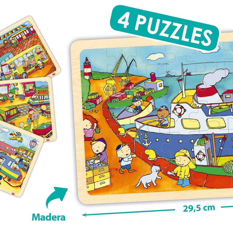 Set puzles transportes (4 uds)