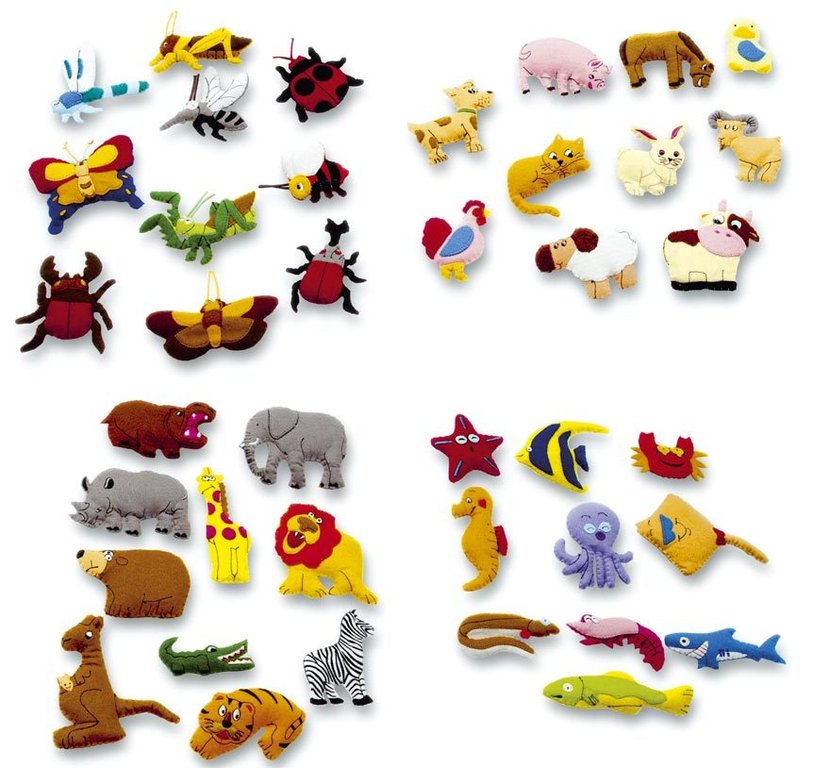 Pack piezas animales con velcro 40 piezas/set