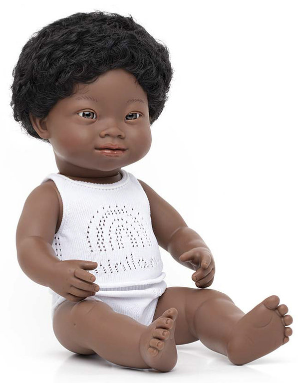Baby síndrome de down africano niño 38 cm + ropa interior