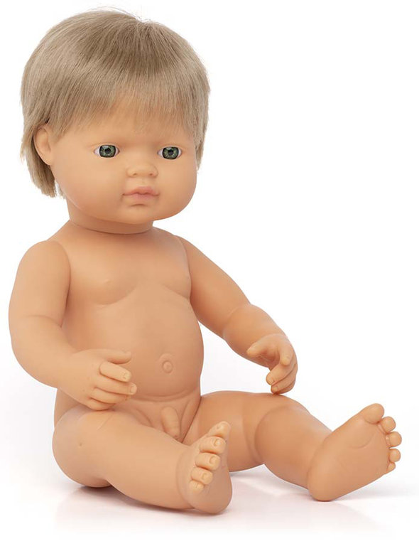 Baby caucásico rubio oscuro niño 38 cm