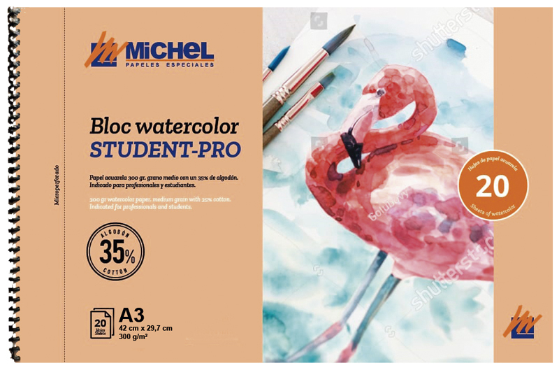 Bloc espiral microperforat Din-A3 20 f paper aquarel·la 300 grs