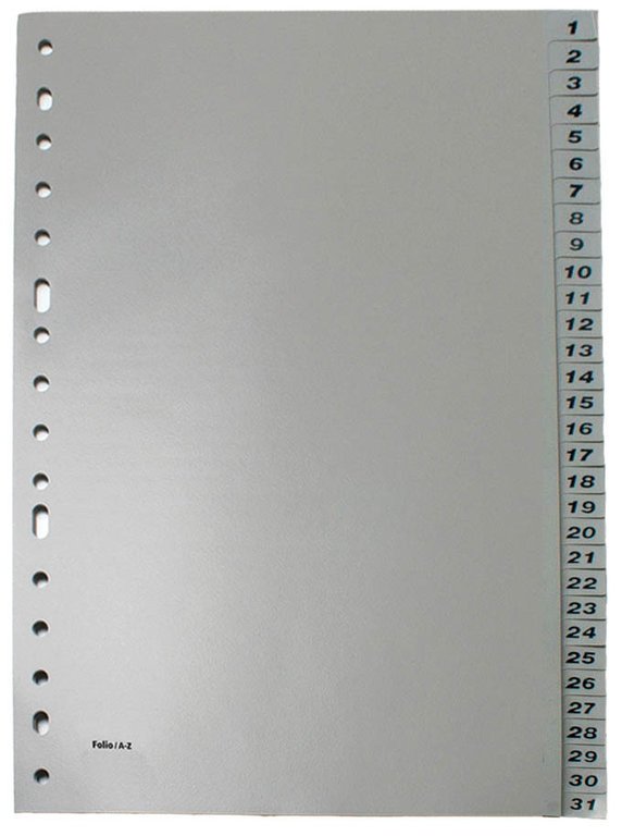 Índex numèric 1-31 plàstic Foli multitrepant
