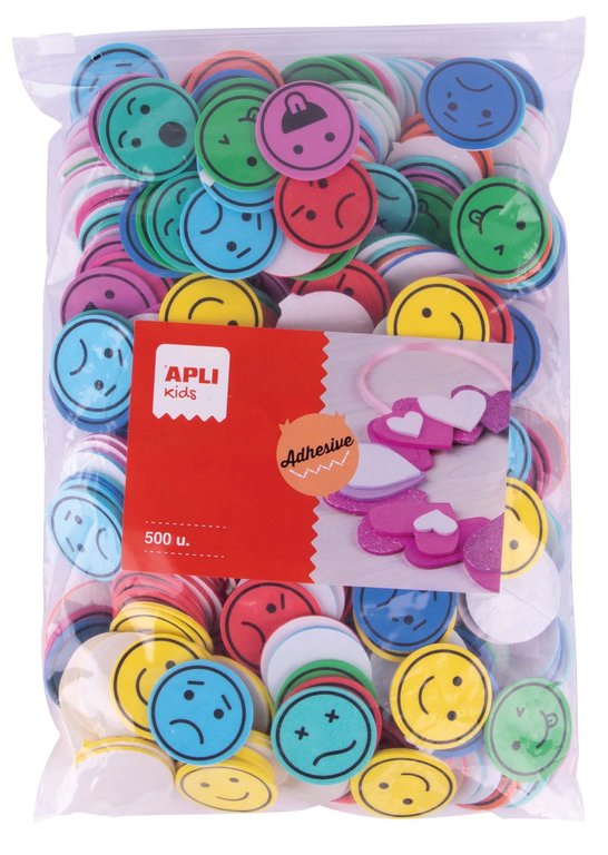Bolsa Maxi 500 caras expresiones adhesivas de goma eva surtidas
