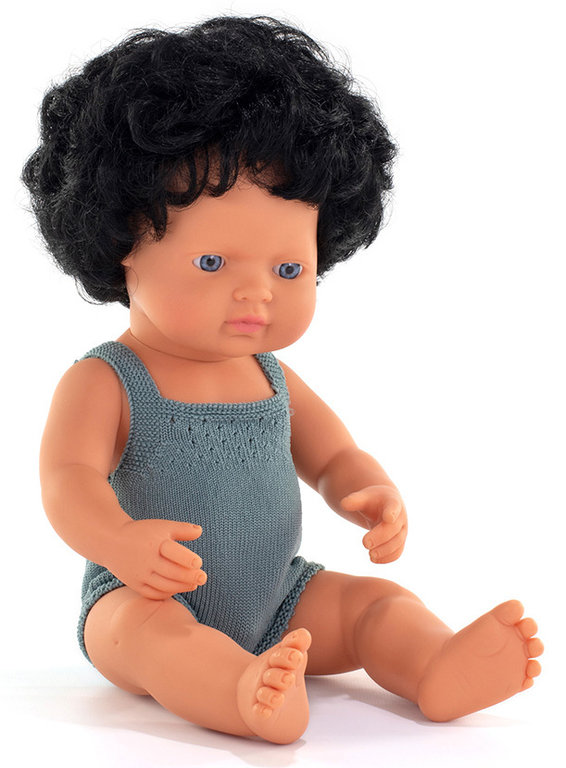 Baby caucásico pelo rizado niño 38 cm colourful
