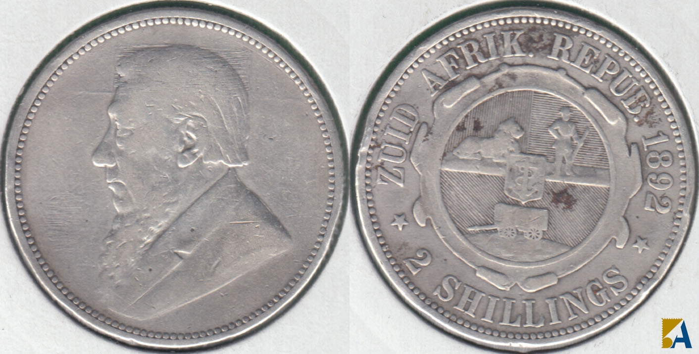 SUDAFRICA - SOUTH AFRICA. 2 SHILLINGS DE 1892. PLATA 0.925.