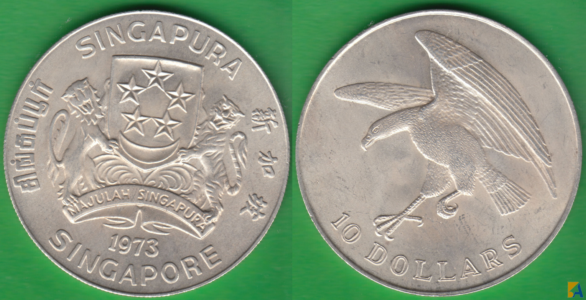 SINGAPUR - SINGAPORE. 10 DOLARES (DOLLARS) DE 1973. PLATA 0.900. (2)