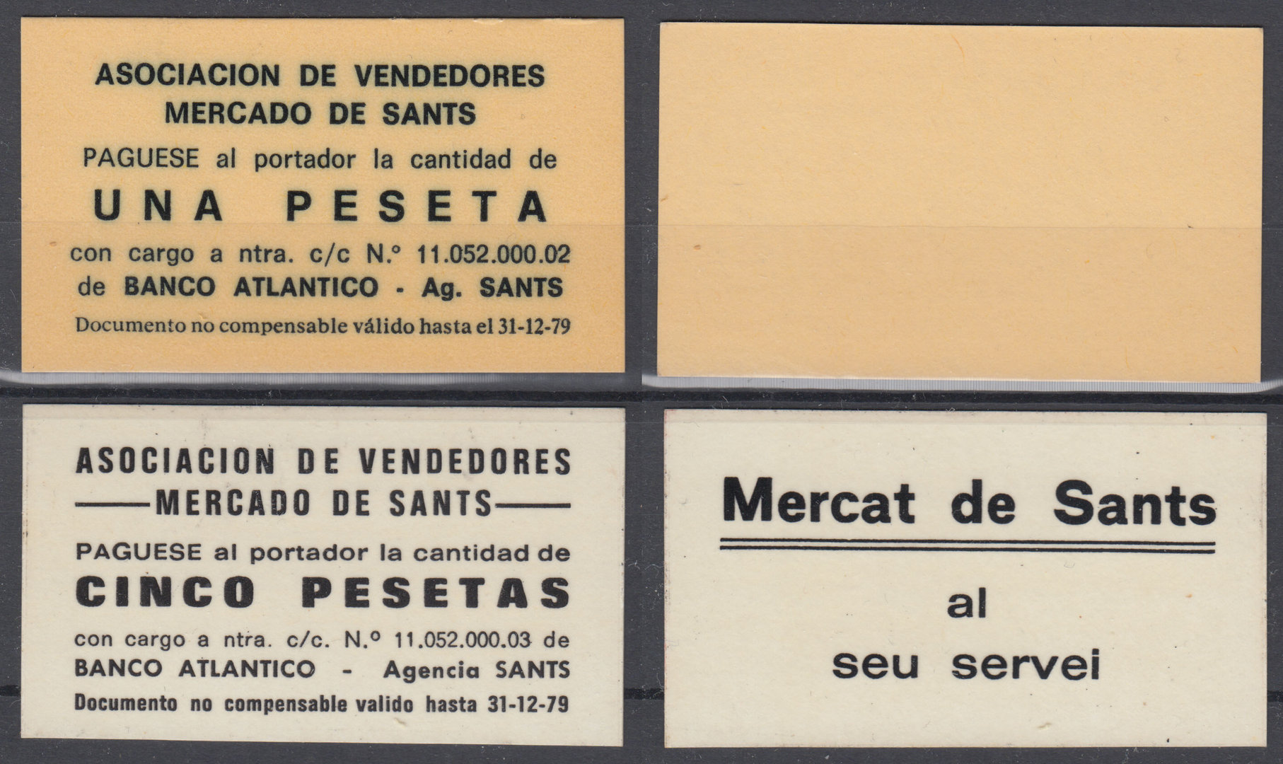 MERCADO DE SANTS. 1 Y 5 PESETAS DE 1979. SIN CIRCULAR.