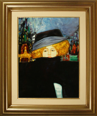 cuadros famosos de Klimt "Dama con sombrero y boa"