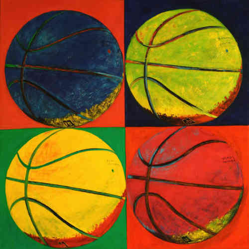 cuadros modernos "Cuatro balones de baloncesto"