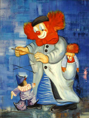cuadros modernos "Payaso con marionetas"