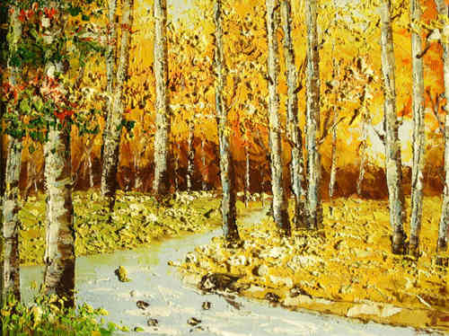 cuadros modernos "Atardecer de un bosque en primavera"