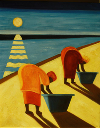 cuadros modernos "Mujeres en la playa"
