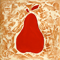 cuadros modernos "Pera roja sobre fondo marrón"