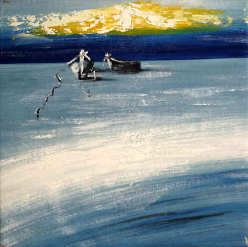 cuadros modernos "Dos barcas en el horizonte"