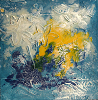 cuadros abstractos "Abstracto azul con flores"
