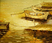 cuadros modernos "Barcas al atardecer I"variación