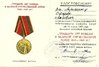 Documento de concesión de la medalla del 30 aniversario de la Victoria en la Gran Guerra Patriótica